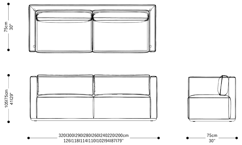 Image of the main dimensions of the product